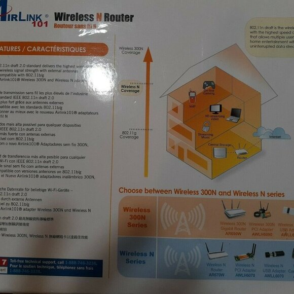Airlink101 Wireless Router AR670W 300Mbps 802.11n LAN/Firewall 4-Port - Picture 6 of 6